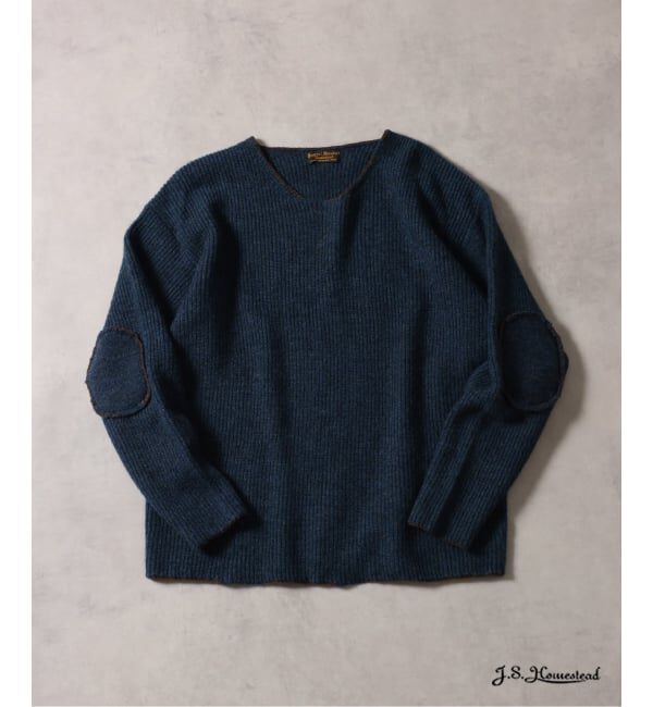J.S.Homestead「J.S.Homestead / ブランケット ステッチ リブ ニット」|ニット・セーター|ブルー