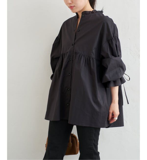 U by SPICK&SPAN「《WEB限定》スタンドカラーフリルブラウス」|シャツ・ブラウス|