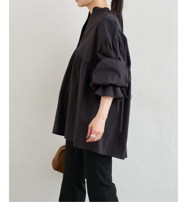 U by SPICK&SPAN「《WEB限定》スタンドカラーフリルブラウス」|シャツ・ブラウス|