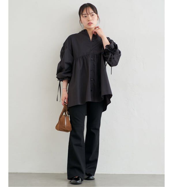 U by SPICK&SPAN「《WEB限定》スタンドカラーフリルブラウス」|シャツ・ブラウス|