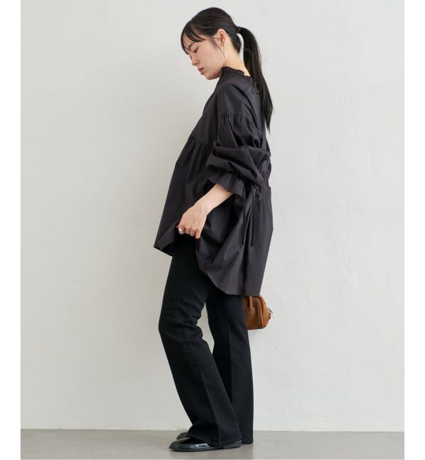 U by SPICK&SPAN「《WEB限定》スタンドカラーフリルブラウス」|シャツ・ブラウス|