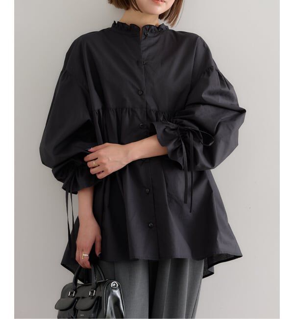 U by SPICK&SPAN「《WEB限定》スタンドカラーフリルブラウス」|シャツ・ブラウス|