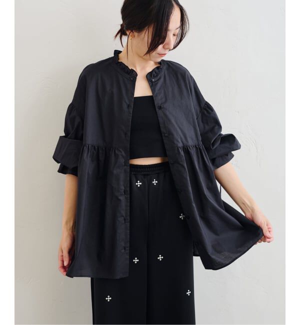 U by SPICK&SPAN「《WEB限定》スタンドカラーフリルブラウス」|シャツ・ブラウス|