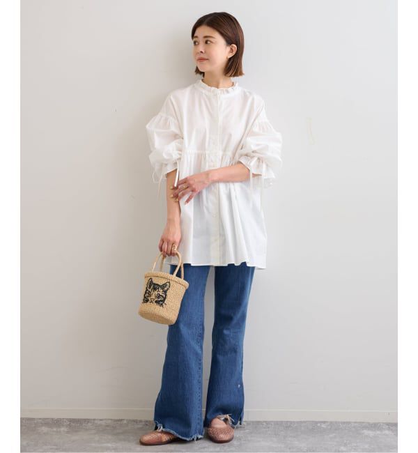 U by SPICK&SPAN「《WEB限定》スタンドカラーフリルブラウス」|シャツ・ブラウス|