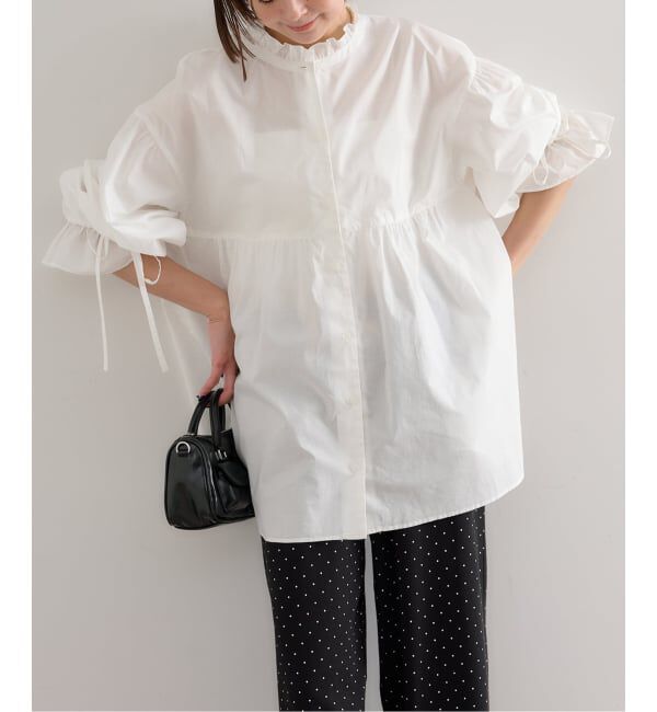 U by SPICK&SPAN「《WEB限定》スタンドカラーフリルブラウス」|シャツ・ブラウス|