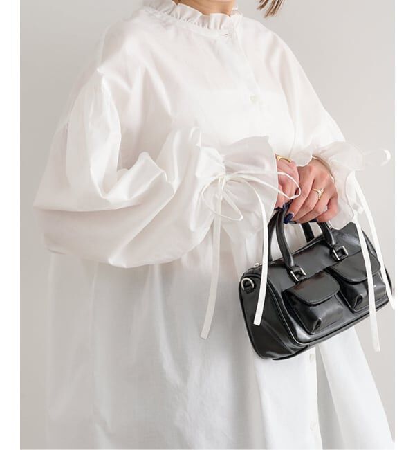 U by SPICK&SPAN「《WEB限定》スタンドカラーフリルブラウス」|シャツ・ブラウス|