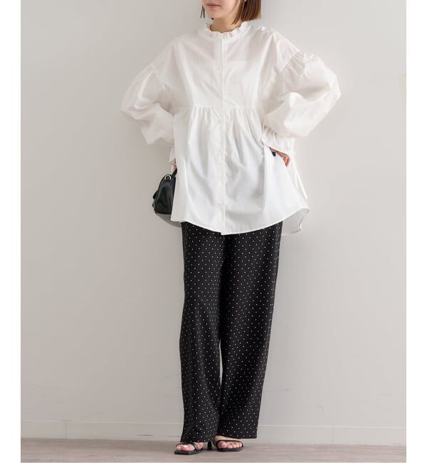 U by SPICK&SPAN「《WEB限定》スタンドカラーフリルブラウス」|シャツ・ブラウス|