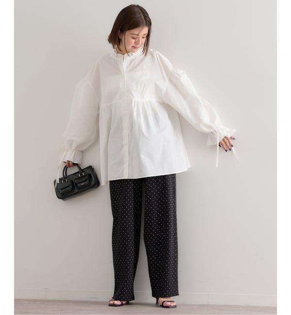 U by SPICK&SPAN「《WEB限定》スタンドカラーフリルブラウス」|シャツ・ブラウス|