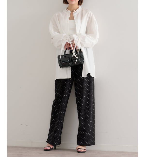 U by SPICK&SPAN「《WEB限定》スタンドカラーフリルブラウス」|シャツ・ブラウス|