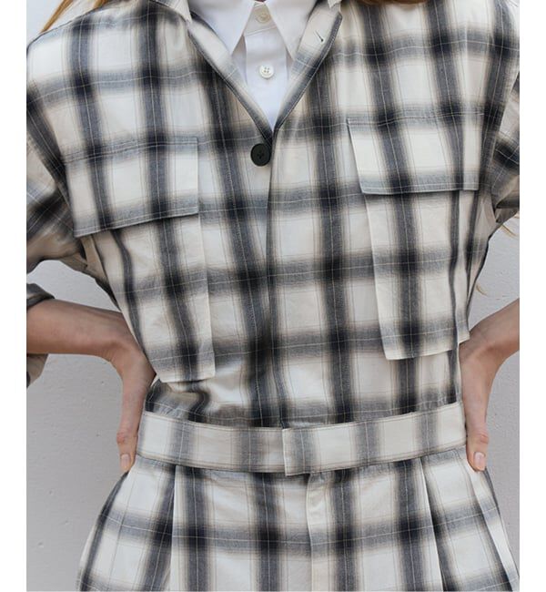 Glyph「《一部店舗+WEB限定》Glyph Ombre Check Jumpsuit」|オールインワン|