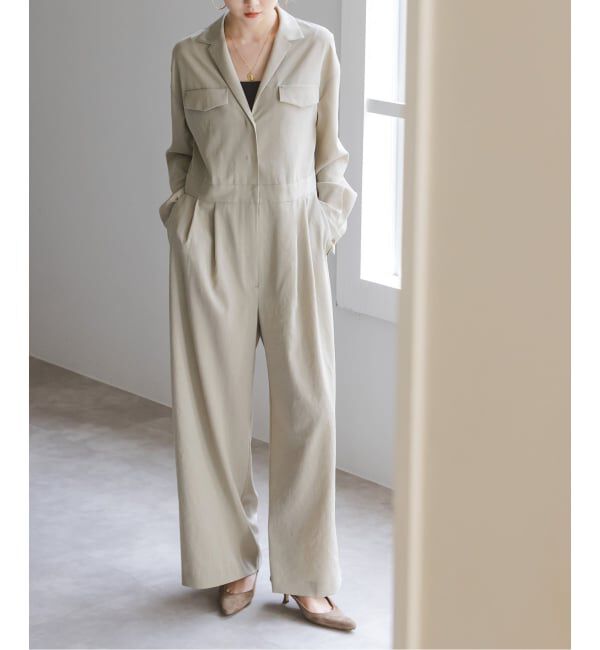 NOBLE「ミリタリーディテールオールインワン」|オールインワン|ベージュ