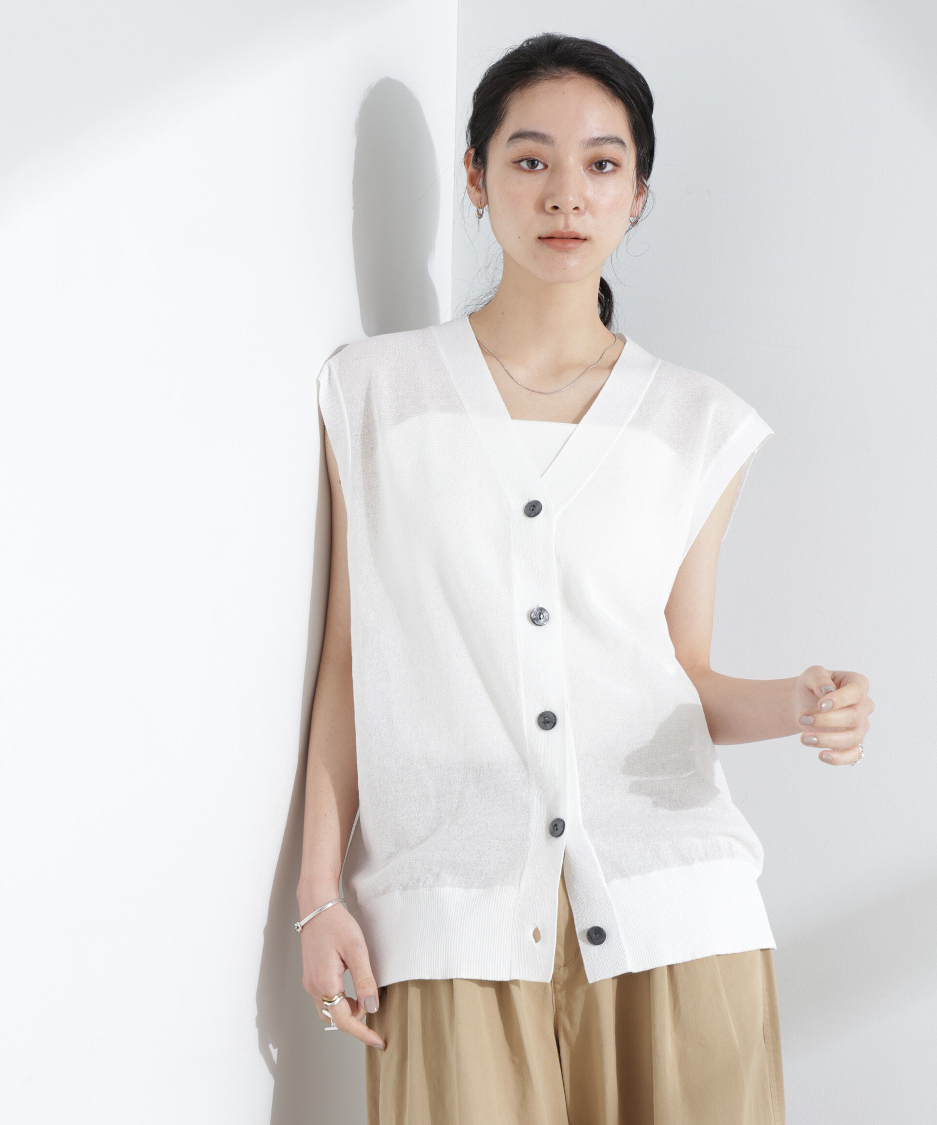 nano･universe「シアーミラノリブニットベスト」|ニット・セーター|