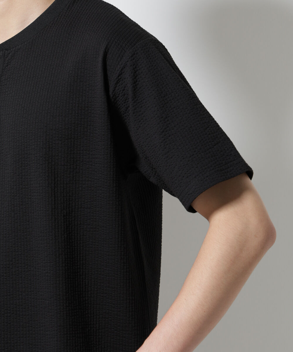 nano･universe「ジャージーサッカーヘンリーネックTシャツ 半袖」|Tシャツ・カットソー|