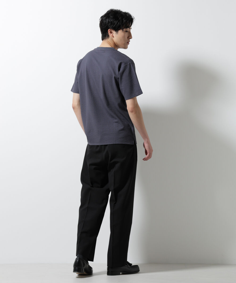 nano･universe「ジャージーサッカーヘンリーネックTシャツ 半袖」|Tシャツ・カットソー|