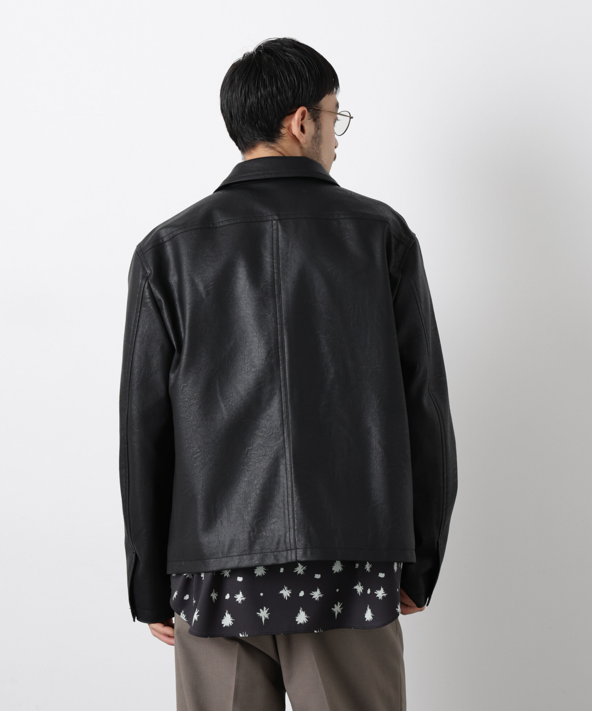 nano･universe「フェイクレザー｢WARP PRINT｣ライニング」|ブルゾン・スタジャン|