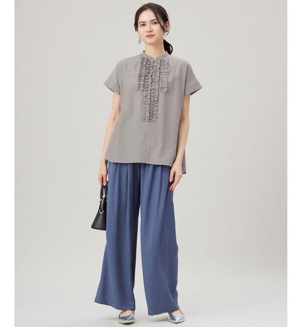 自由区「【洗える】ソフトリネンフリルディティール ブラウス」|シャツ・ブラウス|