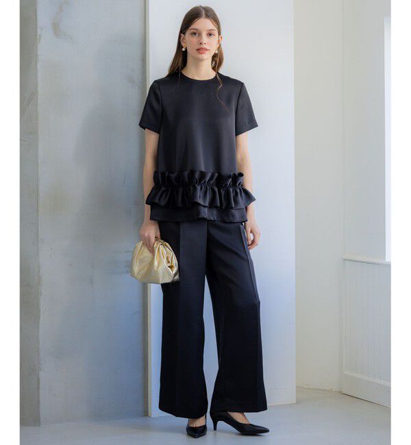 23区「【APPLAUDIR】クリアダブルサテン フリルヘム ブラウス」|シャツ・ブラウス|