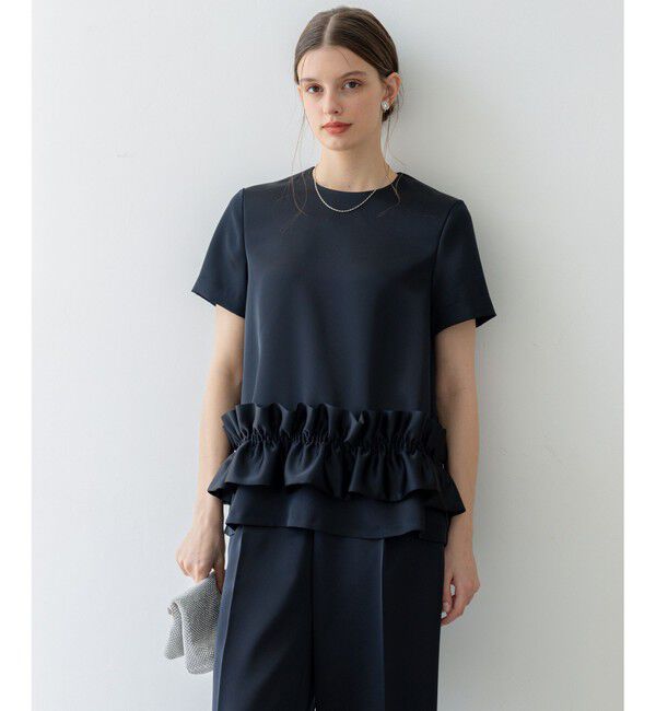 23区「【APPLAUDIR】クリアダブルサテン フリルヘム ブラウス」|シャツ・ブラウス|