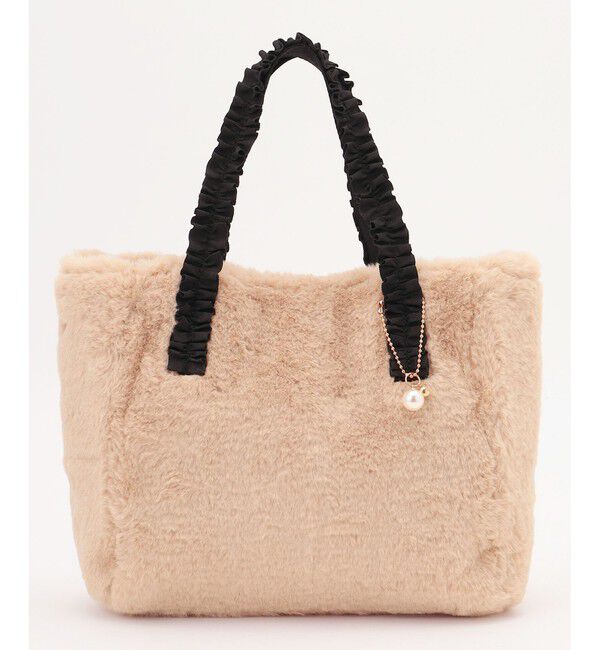any SiS「フリルハンドルフェイクファー バッグ」|トートバッグ|アイボリー