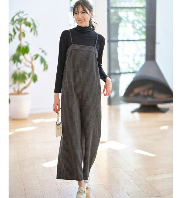 any SiS「【洗える】起毛ストライプ ロンパース」|オールインワン|ｸﾞﾚｰｽﾄ