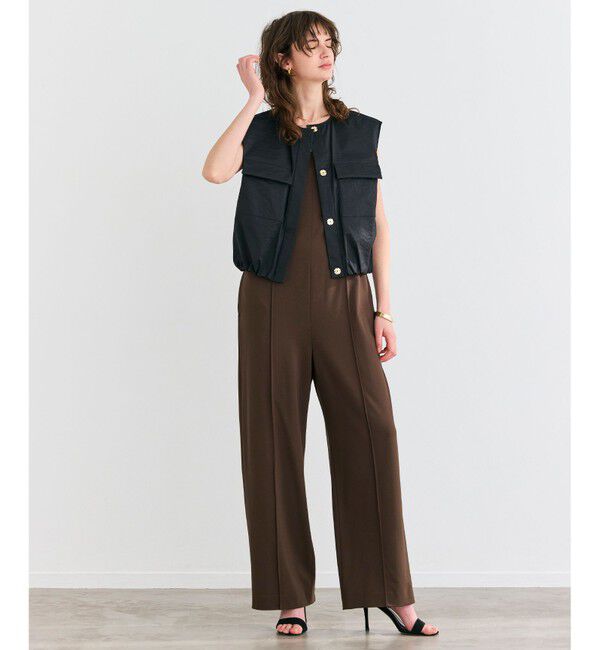 BEIGE,「【洗える】PHILOX / ハイストレッチベアトップオールインワン」|オールインワン|