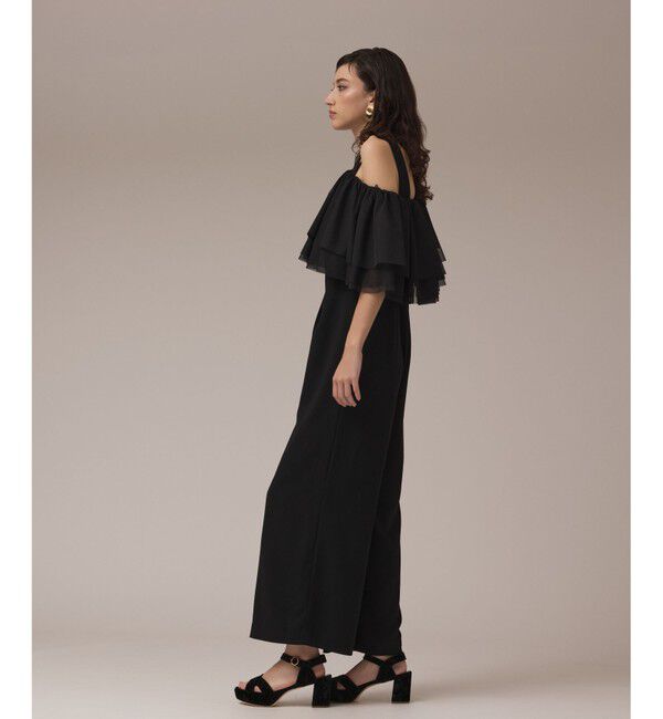 GRACE CONTINENTAL「フリルケープサロペット」|オールインワン|