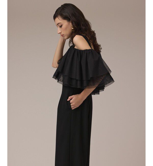 GRACE CONTINENTAL「フリルケープサロペット」|オールインワン|