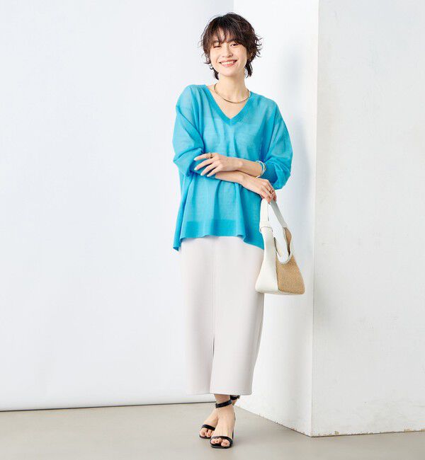 NOLLEY'S sophi「麻混シアーVネックプルオーバーニット」|ニット・セーター|