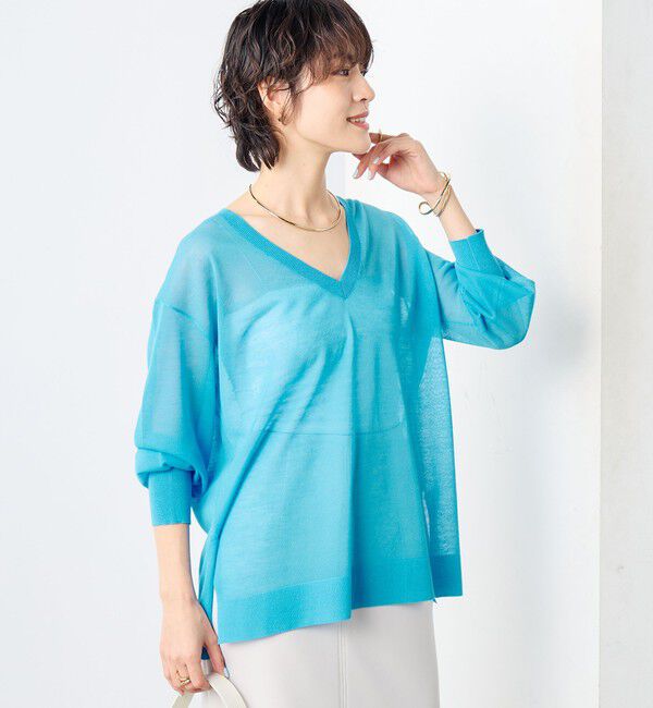 NOLLEY'S sophi「麻混シアーVネックプルオーバーニット」|ニット・セーター|
