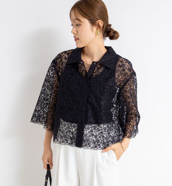 NOLLEY'S「Brocheレースショートシャツ」|シャツ・ブラウス|