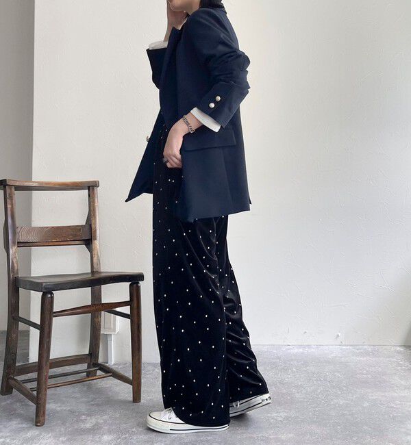 fredy emue「《セットアップ対応》ベロアドット刺繍イージーパンツ」|チノ|