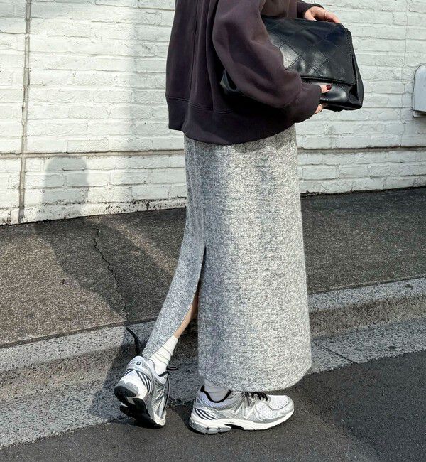 fredy emue「ラメツィードスカート」|スカート|グレー