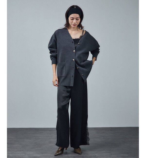 SALON adam et rope'「リバーレースサロペット / ロンパース」|オールインワン|ブラック(01)