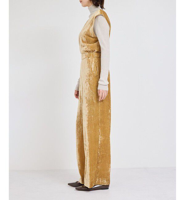 ROPE「ビスコースベロアVネックオールインワン」|オールインワン|