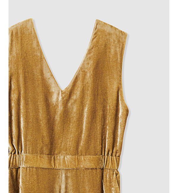 ROPE「ビスコースベロアVネックオールインワン」|オールインワン|