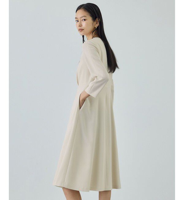 ROPE「トリアセダブルクロス セミフレアーワンピース/イージーケア・セットアップ対応・26SS」|ワンピース|ベージュ(27)