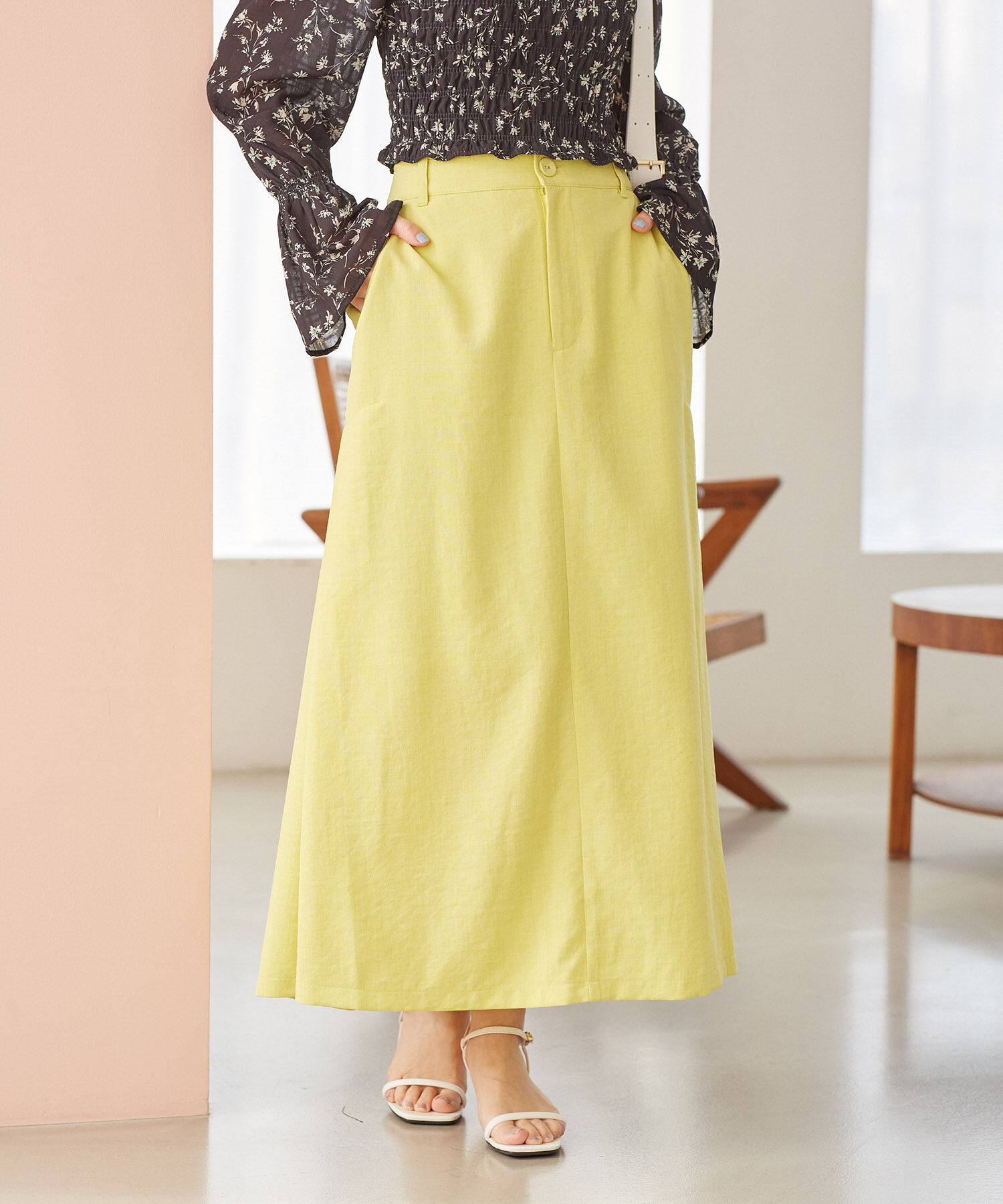 VIS「美easyリネンライクAラインスカート【洗える】【低身長～高身長】」|スカート|