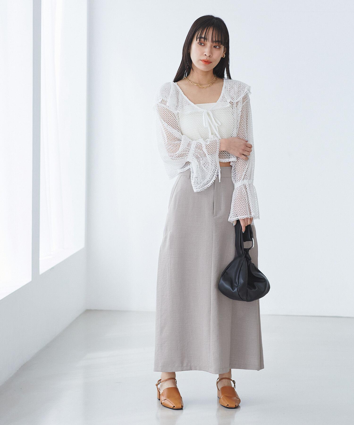 VIS「美easyリネンライクAラインスカート【洗える】【低身長～高身長】」|スカート|