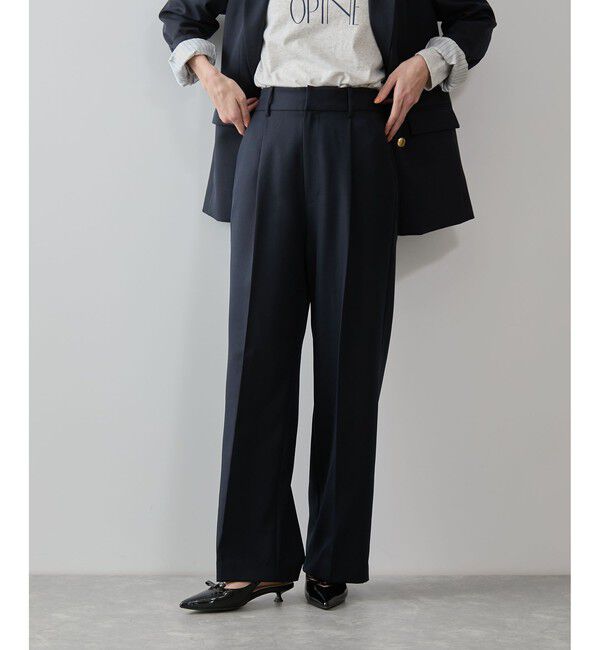 VIS「【美easy】コンフォートストレートワイドパンツ/イージーケア・UVケア・セットアップ対応」|スラックス|