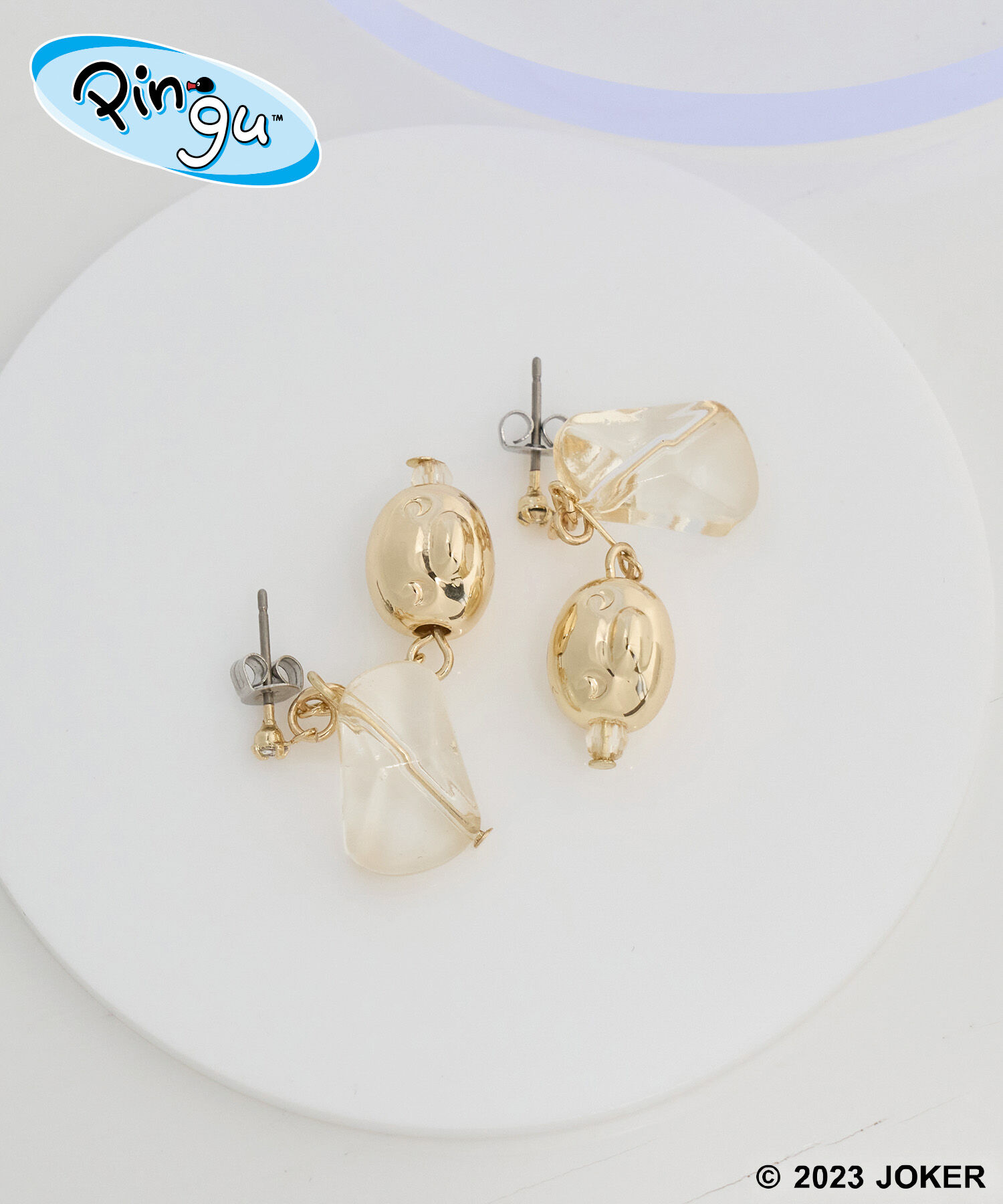 ROPE PICNIC PASSAGE「【Pingu &times; ROPE' PICNIC】ポーチ付きクリアカラーピングーフェイスピアス」|ピアス|ゴールド(90)