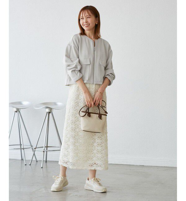 Rope&rsquo;Picnic「幾何柄ジャガードショート丈ブルゾン」|ブルゾン・スタジャン|