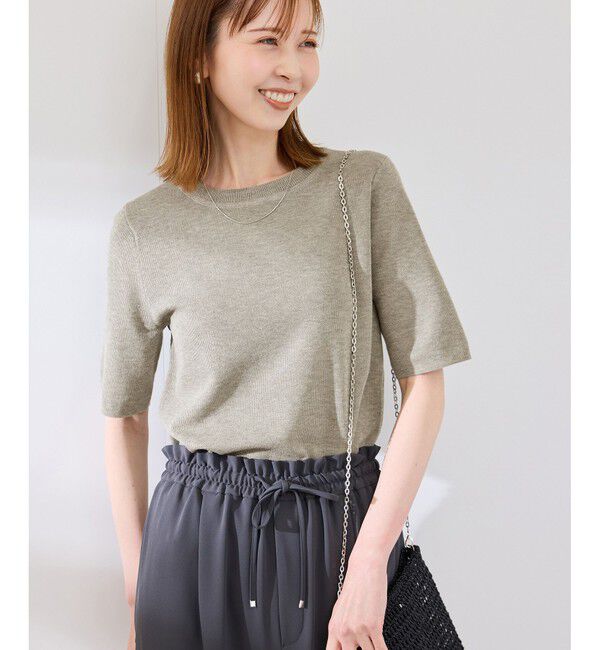 Rope&rsquo;Picnic「【洗濯機OK】LEVITAハーフスリーブニットプルオーバー」|ニット・セーター|
