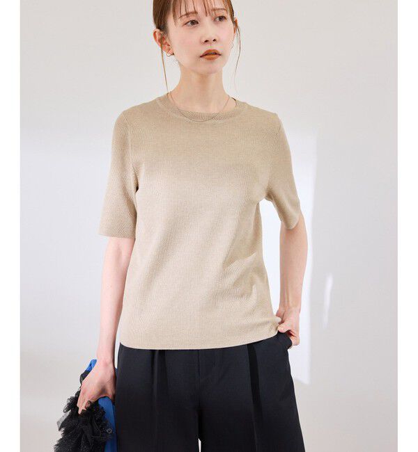 Rope&rsquo;Picnic「【洗濯機OK】LEVITAハーフスリーブニットプルオーバー」|ニット・セーター|