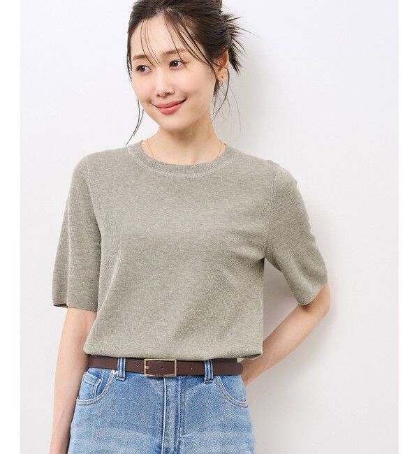 Rope&rsquo;Picnic「【洗濯機OK】LEVITAハーフスリーブニットプルオーバー」|ニット・セーター|