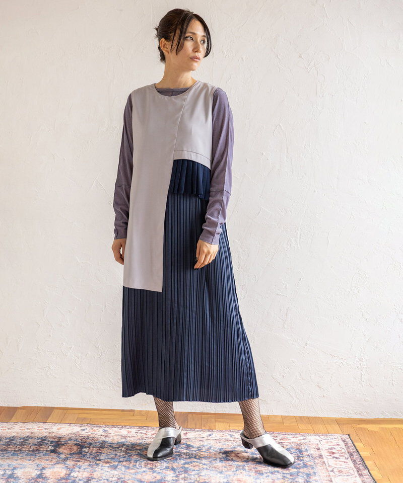  「2WAYレイヤードプリーツワンピース」|ジャンパースカート|