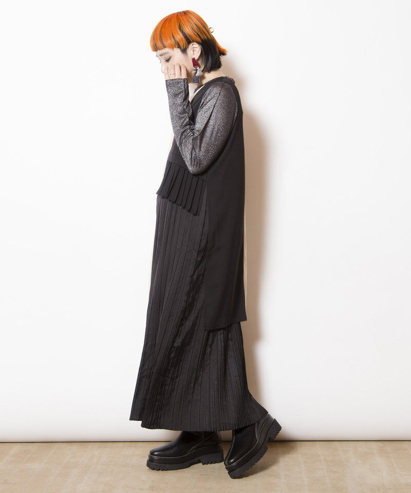  「2WAYレイヤードプリーツワンピース」|ジャンパースカート|
