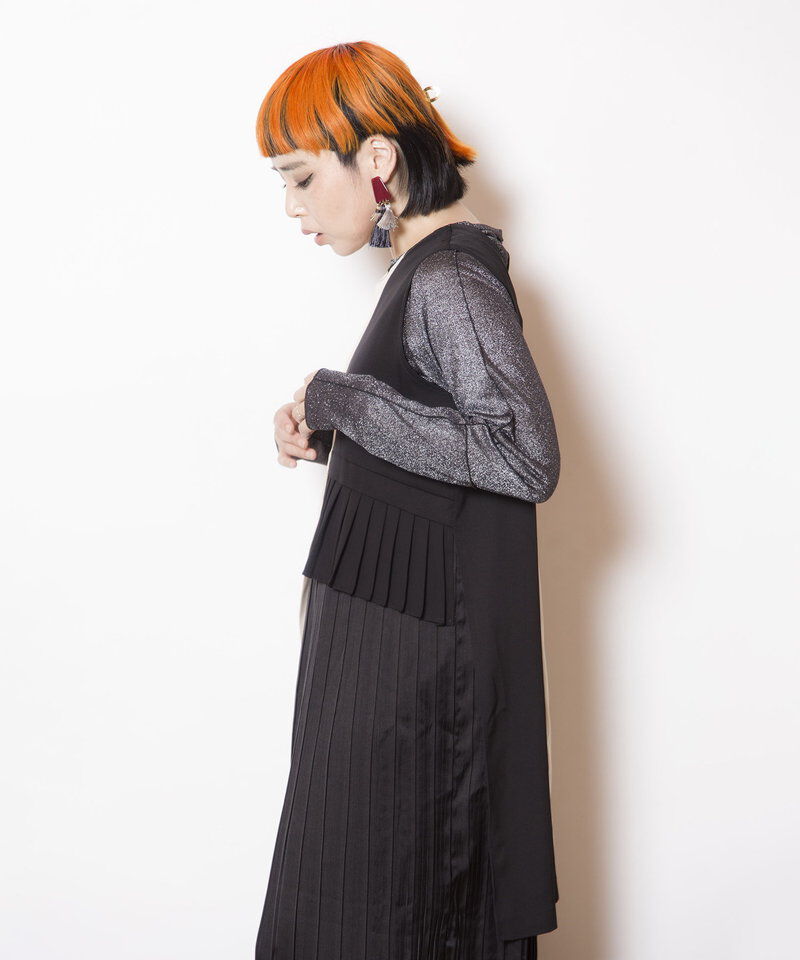  「2WAYレイヤードプリーツワンピース」|ジャンパースカート|