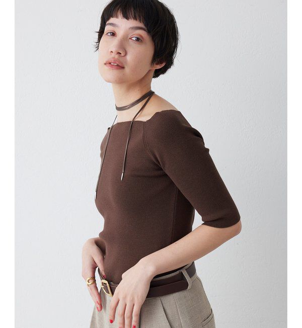 THE PAUSE「【THE PAUSE】オフショルハーフスリーブプルオーバー」|ニット・セーター|