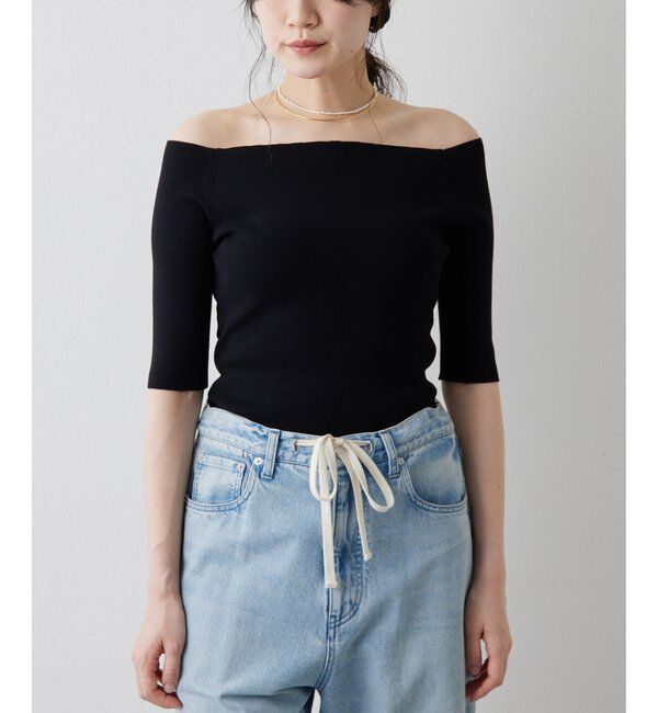 THE PAUSE「【THE PAUSE】オフショルハーフスリーブプルオーバー」|ニット・セーター|