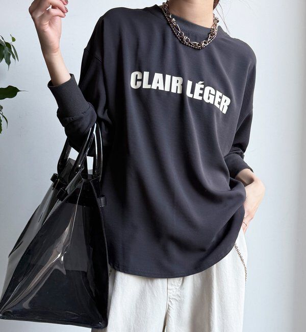  「袖リブバックボタンジョーゼットロゴプルオーバー」|シャツ・ブラウス|チャコールグレー